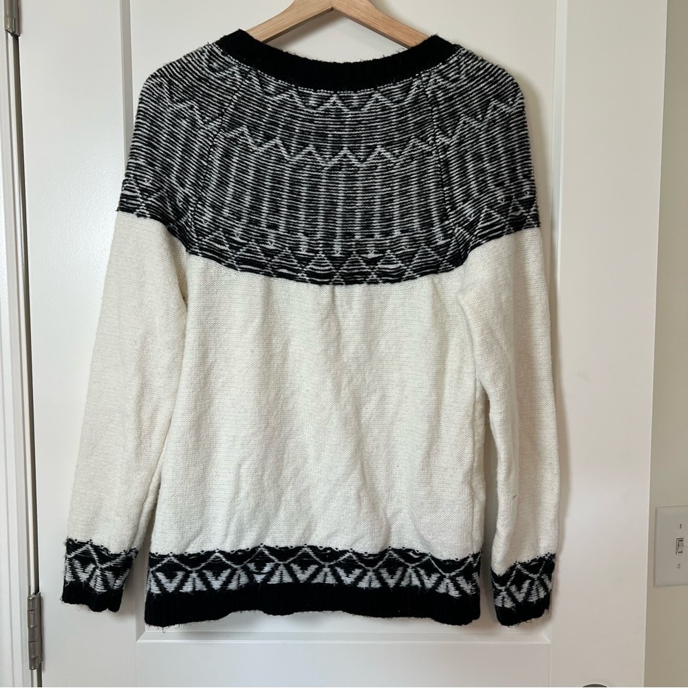 Talbots White & Black‎ Soft Knit Part Wool Blend Cozy Fall Sweater 🖤🕊️ - Picture 9 of 10
